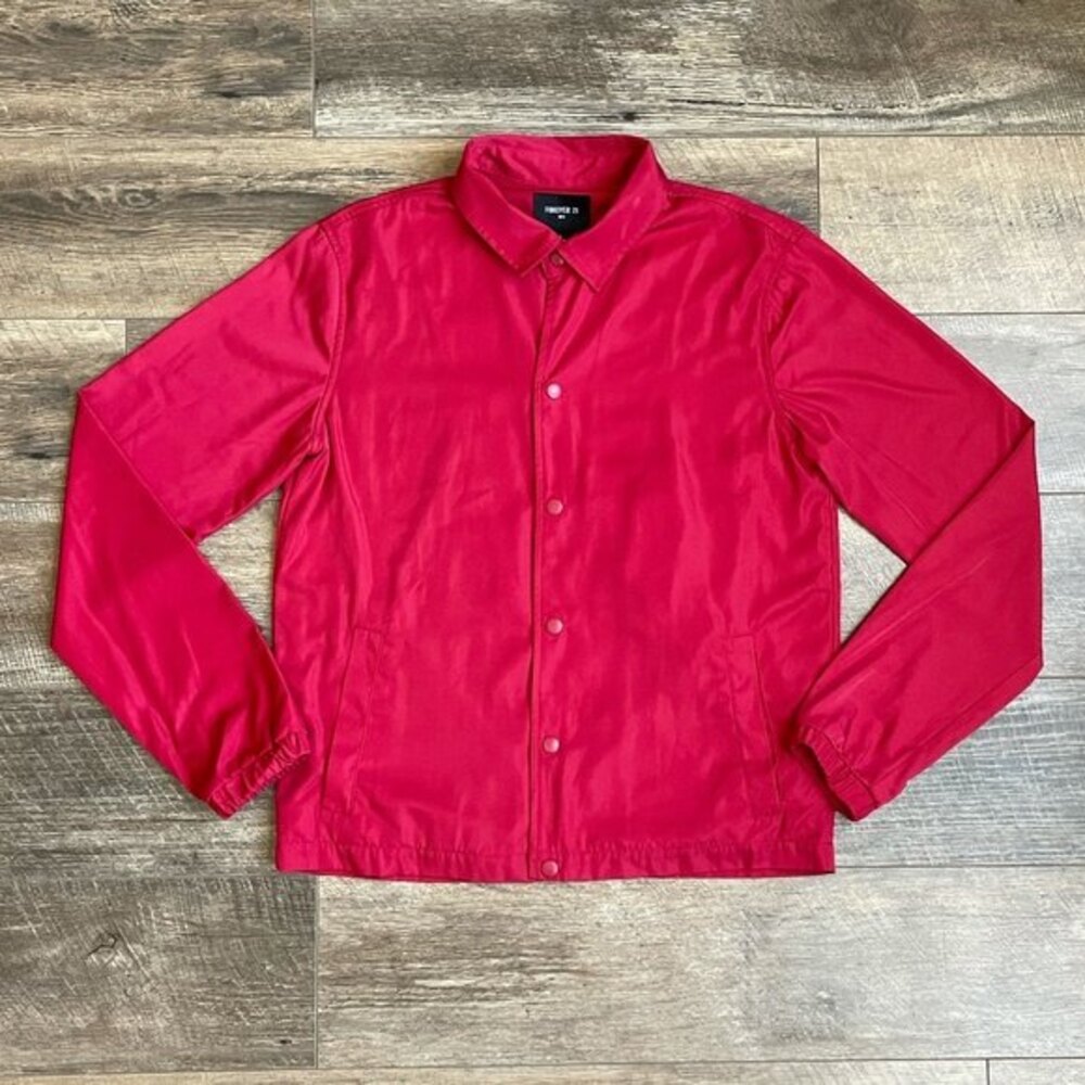 Forever 21 Mens Cotton Lined Coach Jacket Red Small